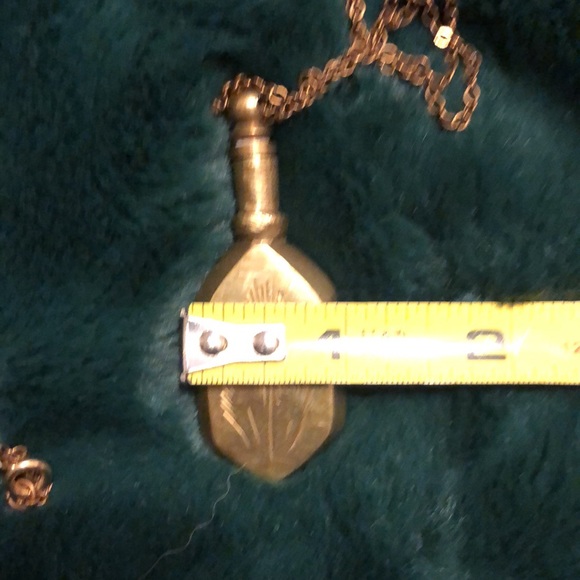 Antique Etched Brass Perfume Necklace - Picture 8 of 8